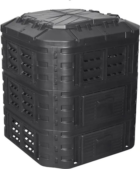 Plastikowy kompostownik ogrodowy, 860 l, czarny