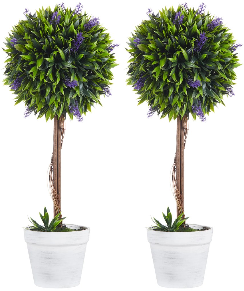HOMCOM Zestaw 2 Sztucznych Roślin Lawenda 60cm Dekoracyjne Rośliny do Pokoju Zielony | Aosom PL