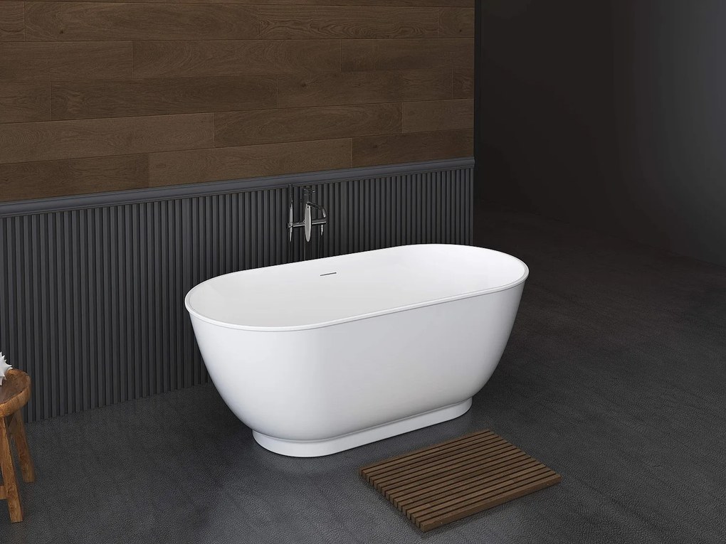 Wanna wolnostojąca owalna - 210 L - 150 x 74 x 57 cm - biała - akrylowa - MOBULA