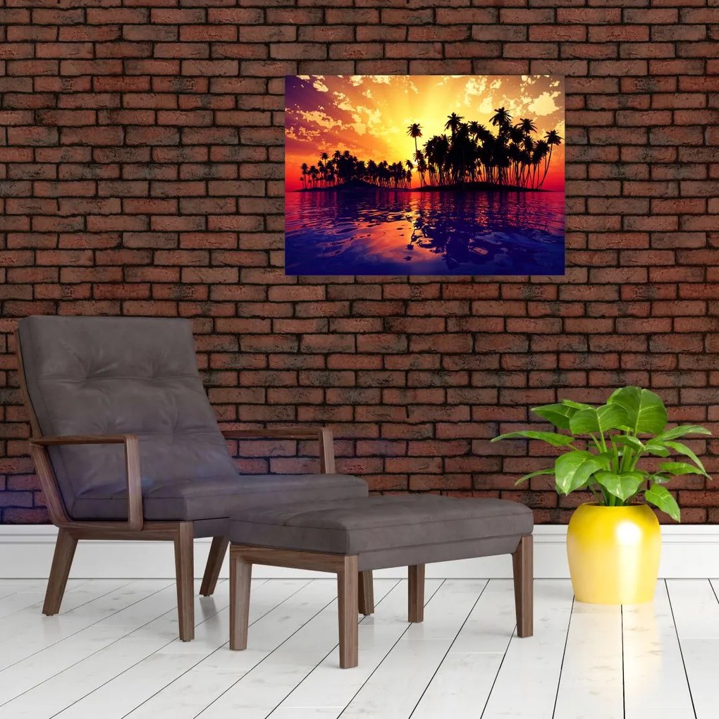 Obraz wyspy o zachodzie słońca (70x50 cm)