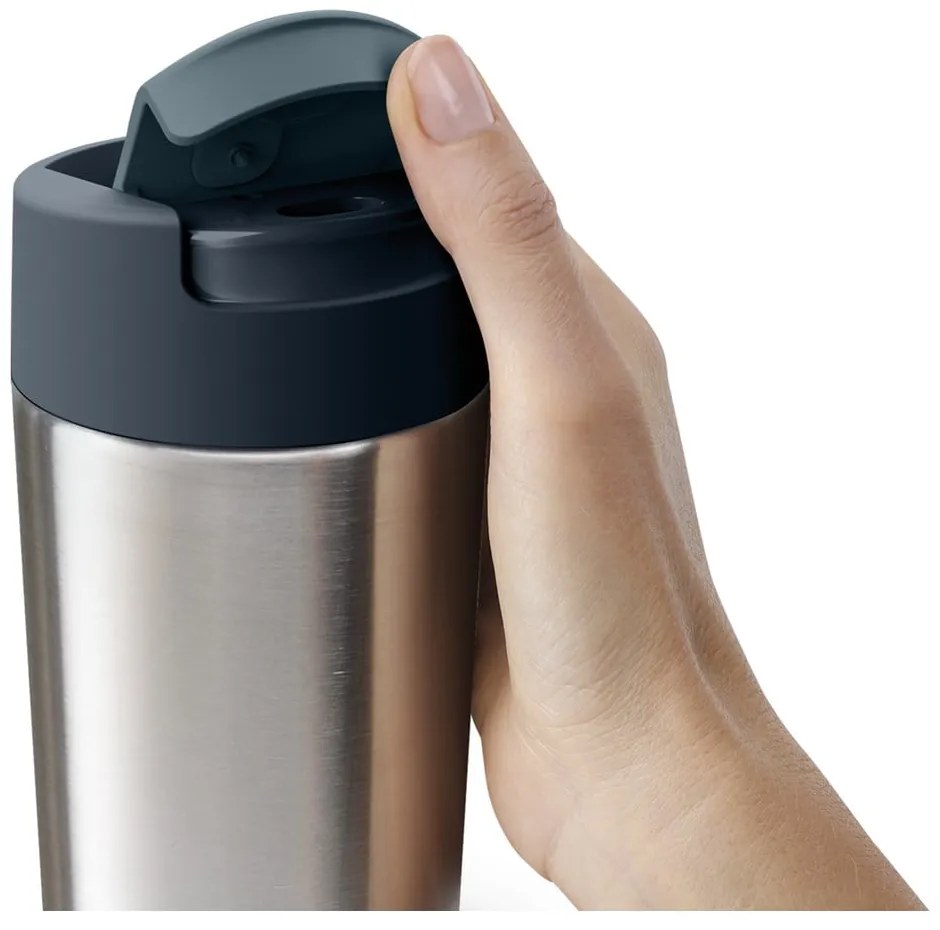 Kubek podróżny w granatowo-srebrnym kolorze 450 ml Sipp – Joseph Joseph