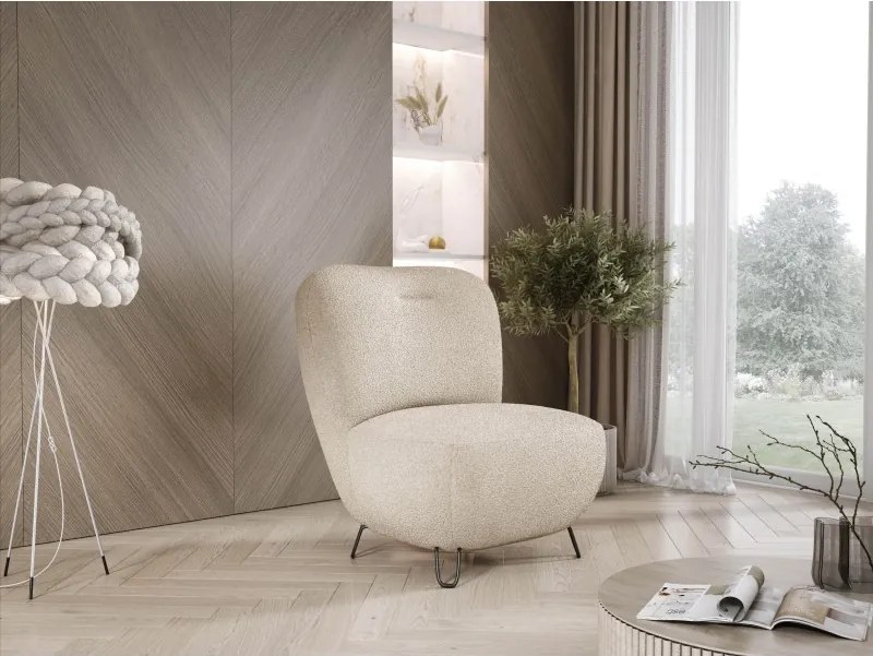 Fotel LUIS skandynawski wolnostojący na metalowych nogach w tkaninie NOW OR NEVER 06