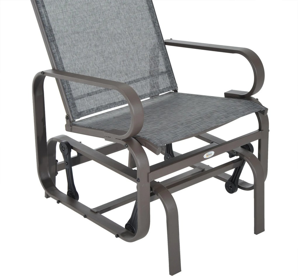 Outsunny krzesło bujane ogród krzesło ogrodowe do ogrodu metal fotel bujany kolor brązowy