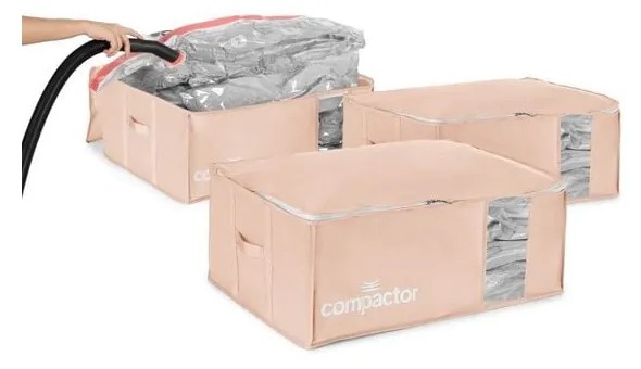 Plastikowe pojemniki próżniowe do przechowywania ubrań zestaw 3 szt. 65x45x27 cm Pink Edition – Compactor