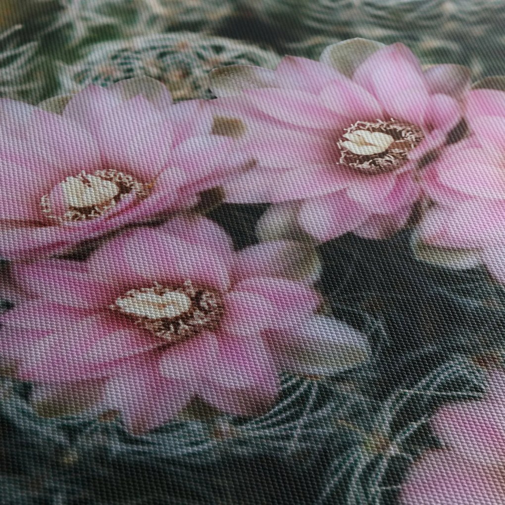 Obraz kwiatu kaktusa (z zegarem) (90x30 cm)