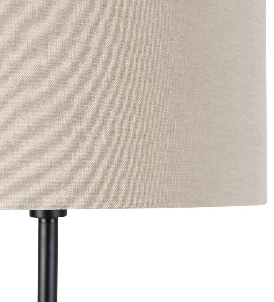 Lampa stojąca czarna z abażurem w kolorze jasnobrązowym 50 cm - SimploDesignerski Oswietlenie wewnetrzne