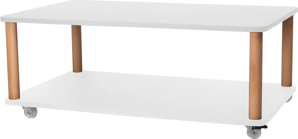 Prostokątny stolik kawowy na kółkach Ashme z kolorowym blatem 105x64 cm