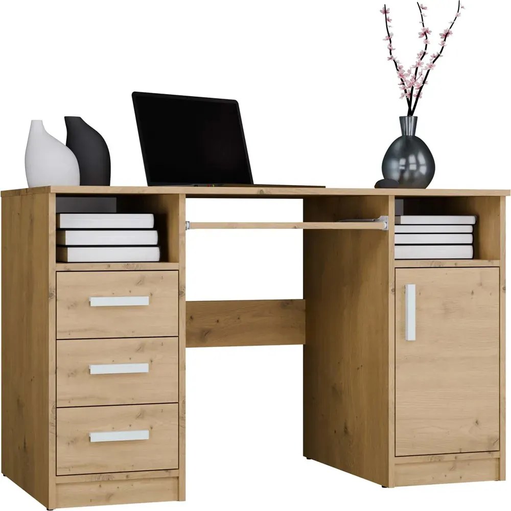 Nowoczesne biurko z 3 szufladami dąb artisan C9-B90
