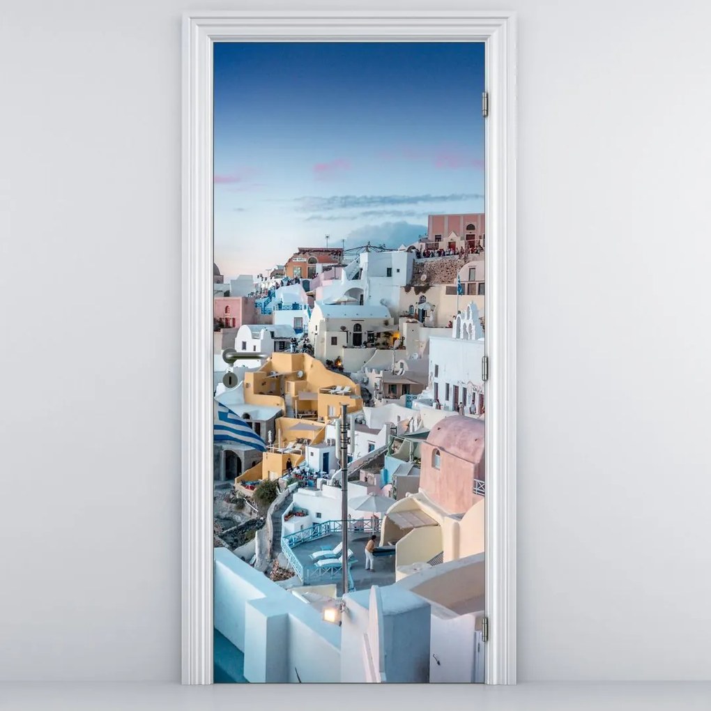 Fototapeta na drzwi - Zmierzch na Santorini (95x205cm)