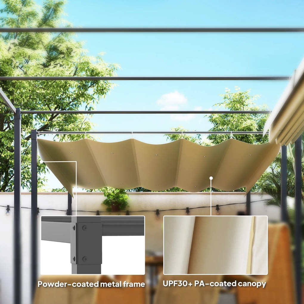 Outsunny Pergola Ogrodowa 3 x 3 m z Regulowanym Dachem, Pawilon, Baldachim na Taras, Ochrona UPF30+, Kolor Beżowy