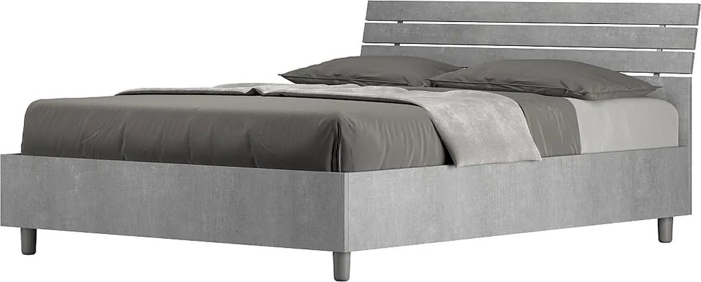 Łóżko wyposażone w stelaż z listwami 140x200 Nachylony zagłówek z listwami cementu Ankel