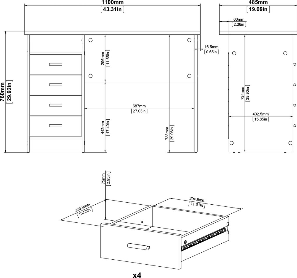 Biurko Function 4s dąb sonoma