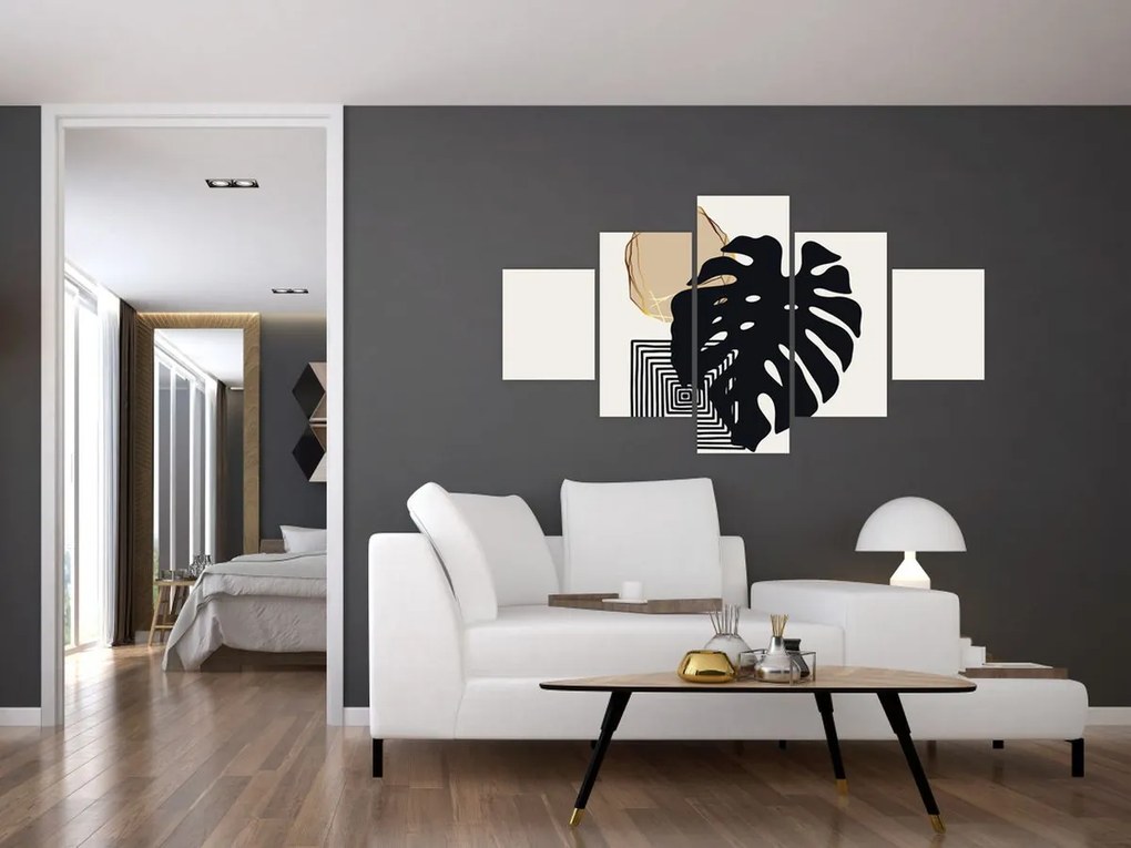 Obraz - Abstrakcja z tropikalnymi liśćmi N⁰2 (125x70 cm)