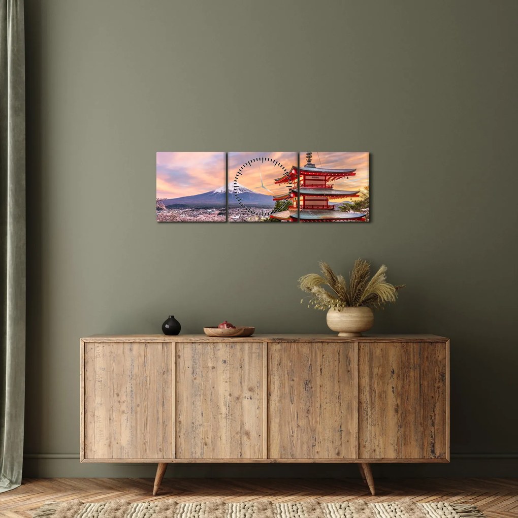 Obraz - Fudżi, Japonia (z zegarem) (90x30 cm)