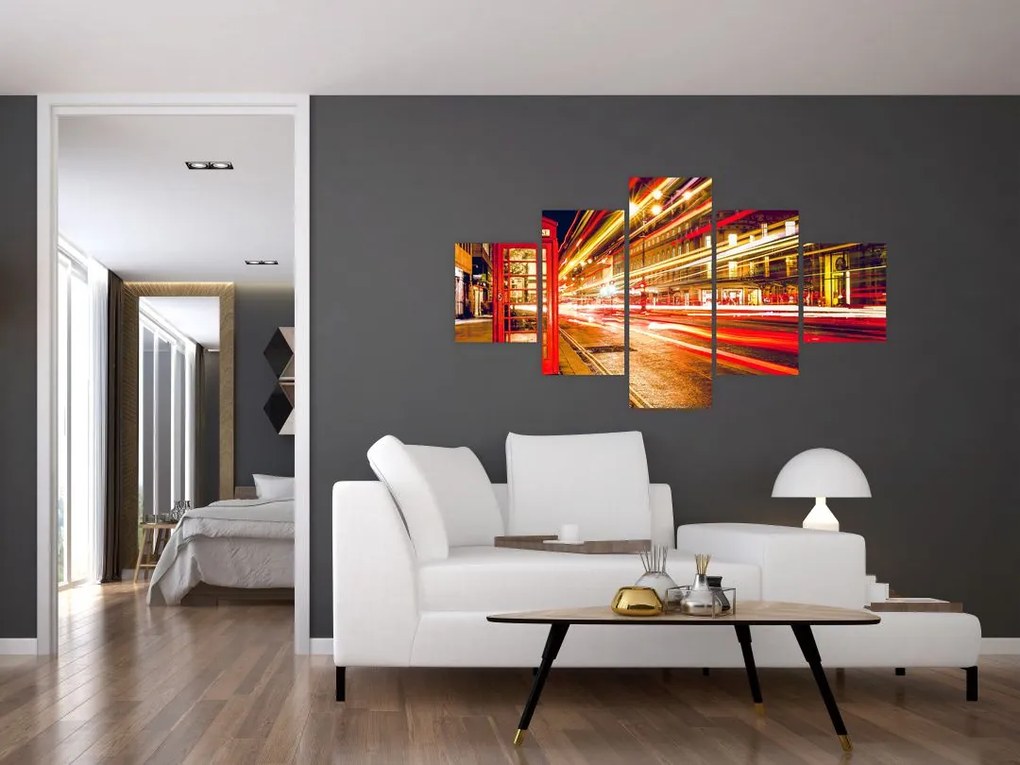 Obraz - czerwona budka telefoniczna (125x70 cm)