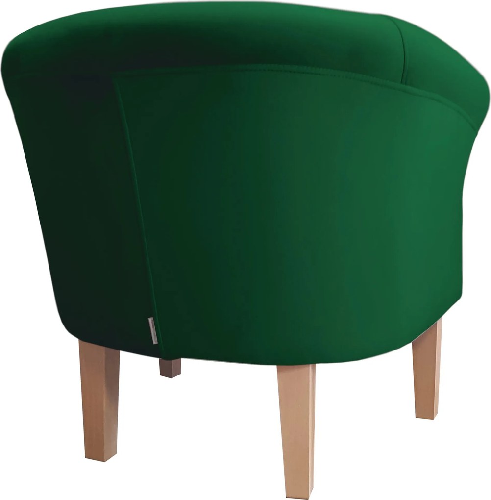 Fotel Milo tkanina Welur wygodny fotel tapicerowany do salonu i sypialni : Kolor nogi - Drewno, Kolor tkaniny - VELVET - MG25, Wysokość nogi - 20 cm