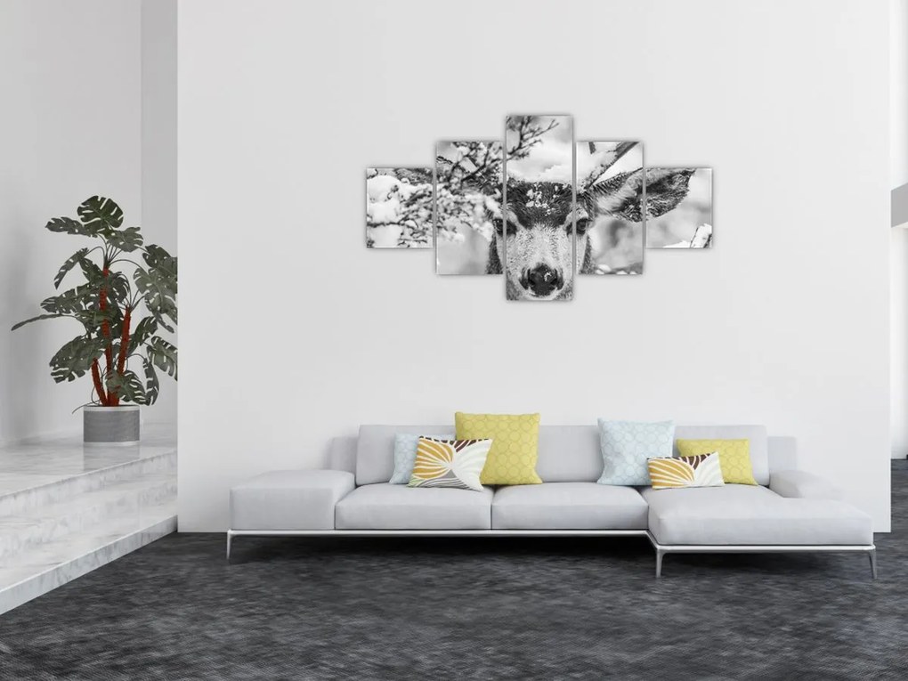 Obraz - Jeleń zimą (125x70 cm)