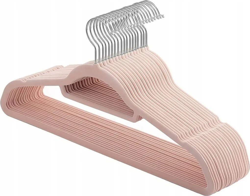 Zestaw wieszaków welurowych MAGIC VELVET 20 szt. różowe