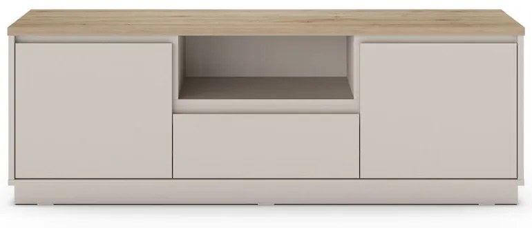 Beżowa szafka pod TV w dekorze dębu 161x55x40 cm Loreta – Marckeric