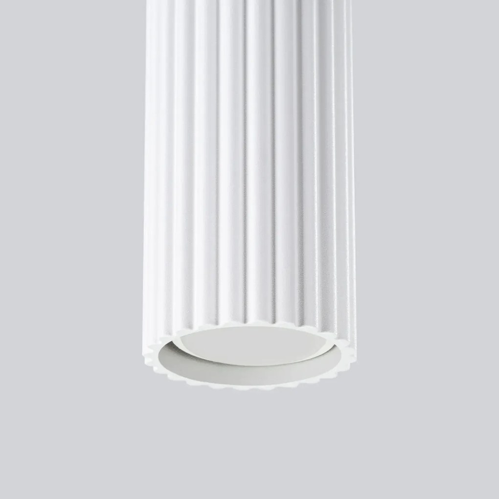 Lampa wisząca KARBON 2 biała ryflowana SOLLUX  LIGHTING