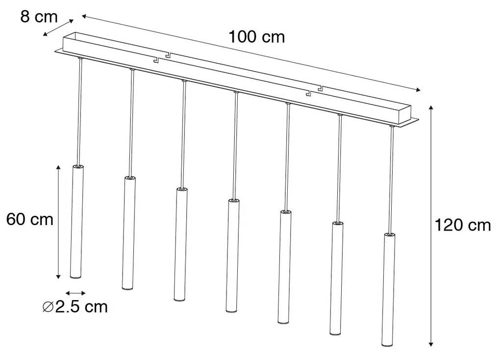 Lampa wisząca czarna z mosiądzem, w tym 7-punktowa ściemnialna dioda LED - BeaDesignerski Oswietlenie wewnetrzne