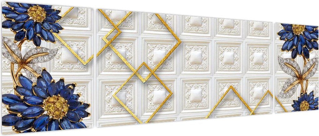 Obraz - Diamentowe kwiaty (170x50 cm)