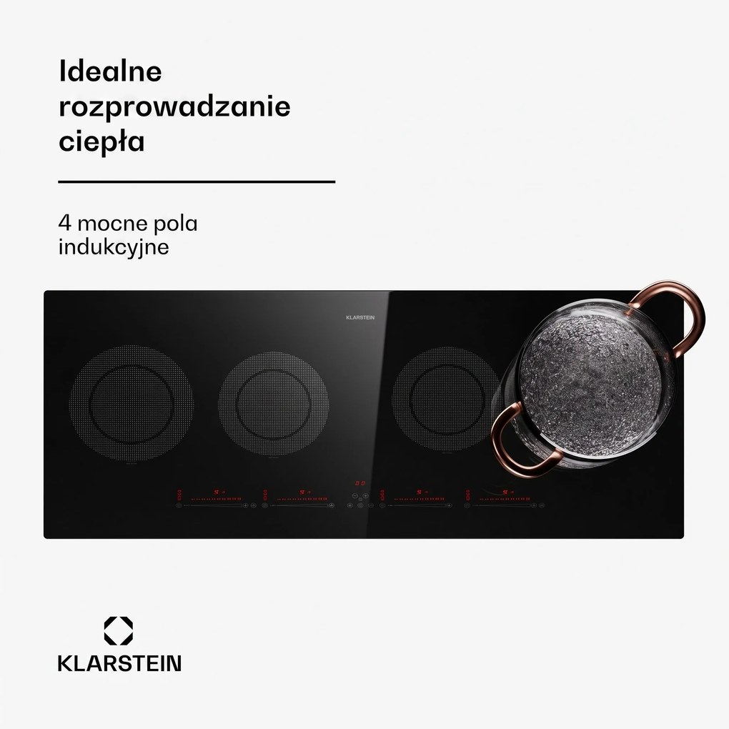 Klarstein Masterzone Slim 90cm Płyta Indukcyjna 4 Strefy Gotowania Czarny