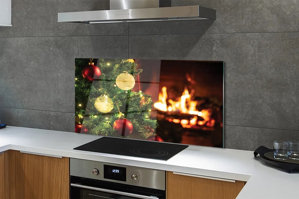 Szklany Panel Bombki nad Kominkiem