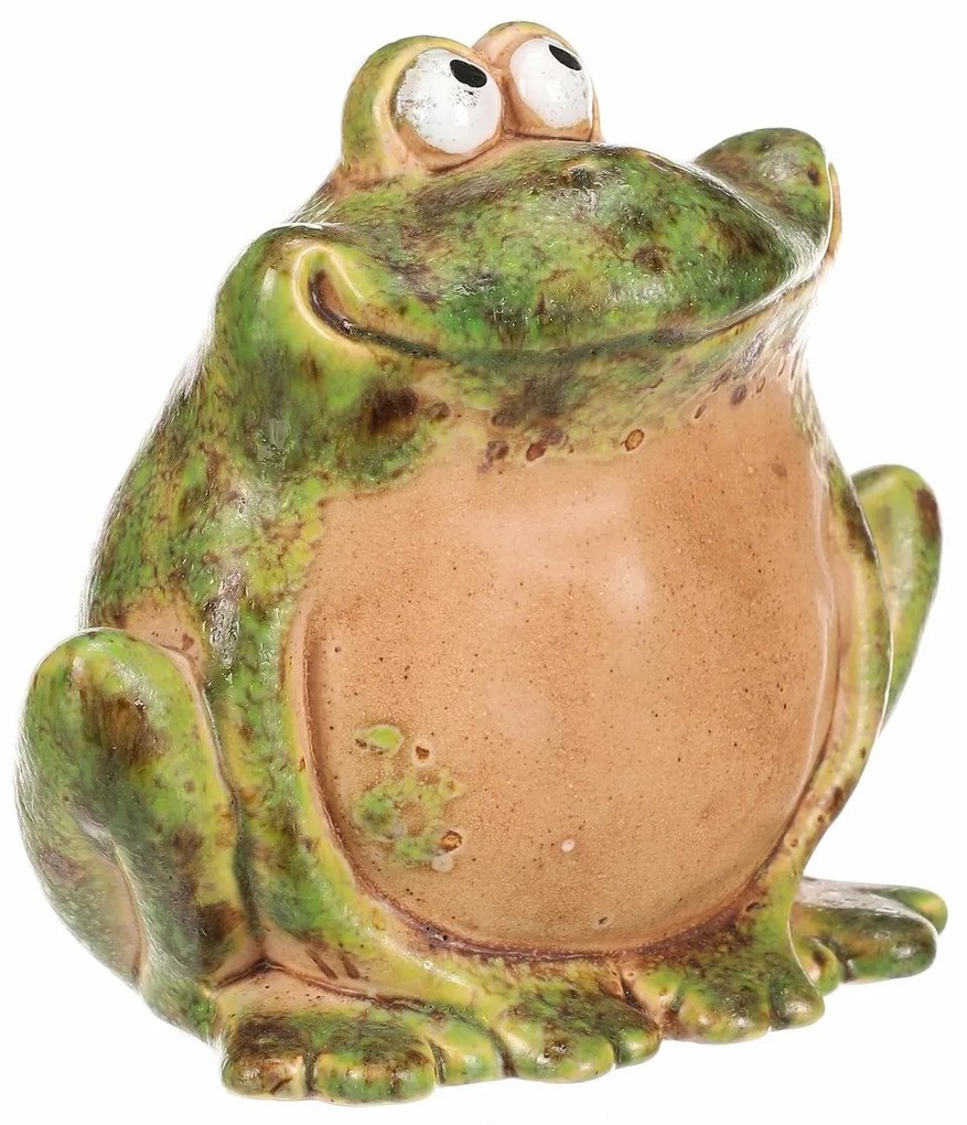 Ceramiczna dekoracja ogrodowa Urocza żaba, 13 x 10x 12 cm, 13 cm