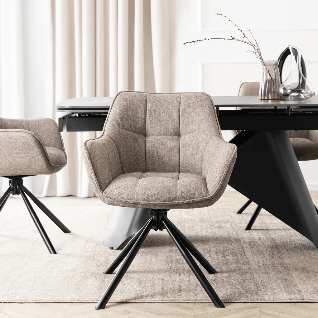 Krzesło Tapicerowane Obrotowe PEONY 2 Cappuccino Nowoczesne Loft