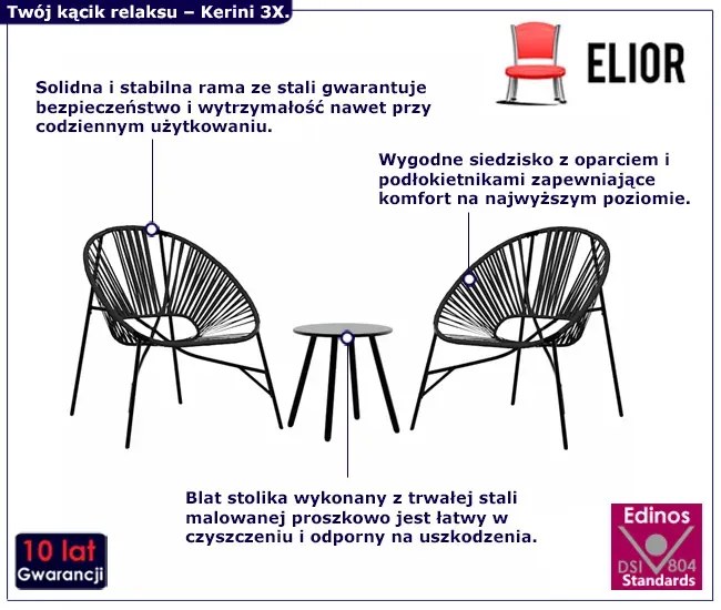 Komplet czarny mebli ogrodowych W7-M24