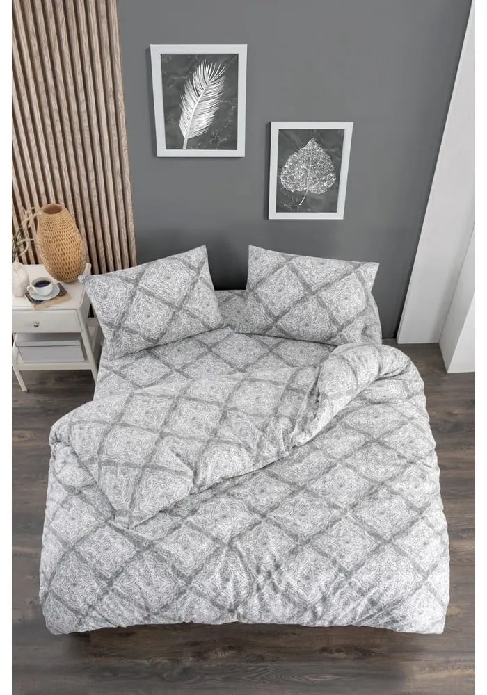 Szara pościel dwuosobowa z prześcieradłem/4-częściowa 200x220 cm Geometric – Mila Home