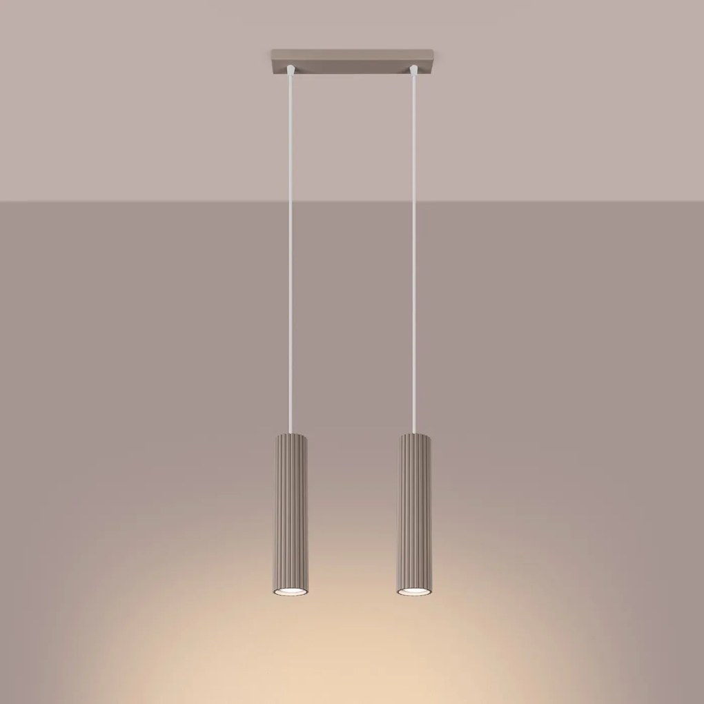 Lampa wisząca KARBON 2 taupe ryflowana SOLLUX  LIGHTING