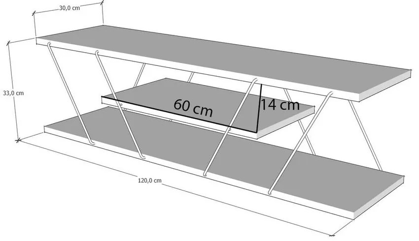 Szafka pod TV w dekorze orzecha 120x33 cm Canaz – Kalune Design