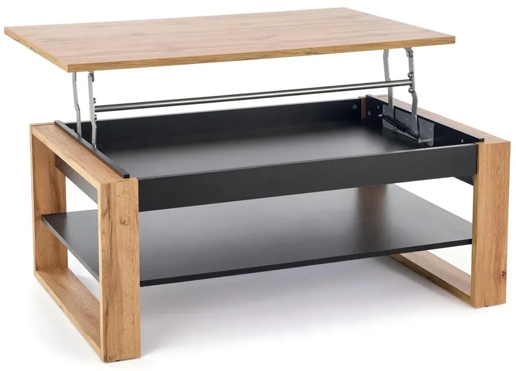 Ława podnoszona BETTY 114x65(92)cm dąb artisan/czarna HALMAR