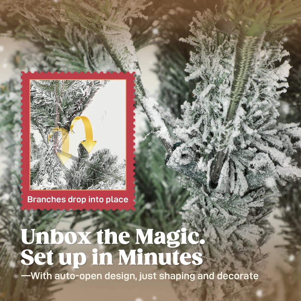 HOMCOM Sztuczna choinka, 150 cm, ze śniegiem, 1162 gałązek, ze składanym metalowym stojakiem | Aosom PL