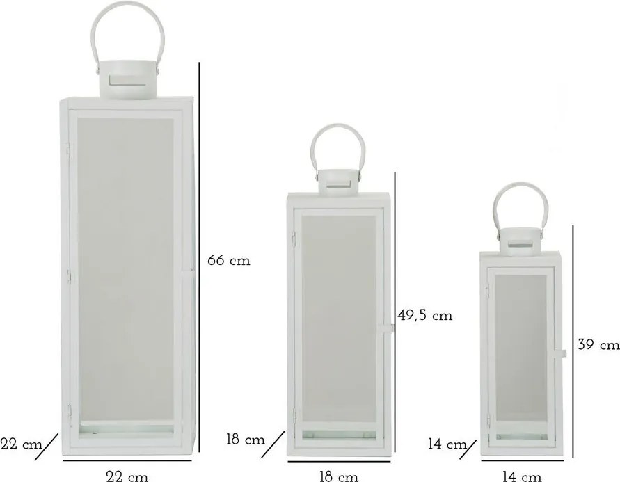 Metalowy lampion 3 szt. (wysokość 66 cm) – Mauro Ferretti