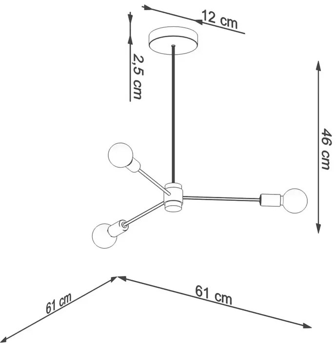 Czarny loftowy potrójny żyrandol - S495-Trigo