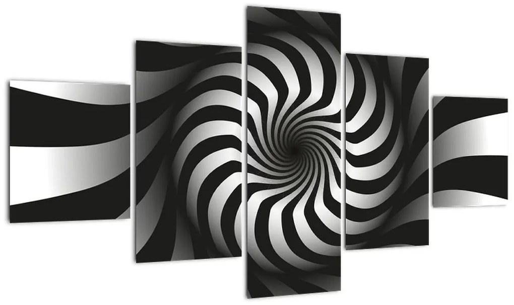 Abstrakcyjny obraz czarno - białej spirali (125x70 cm)