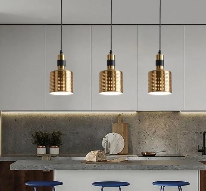 Lampa sufitowa loftowa metalowa wisząca AT37-3SZ-Złoto