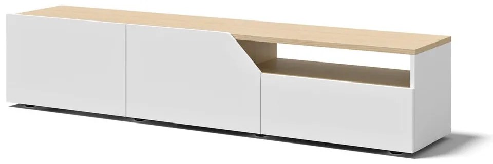 Biała szafka pod TV w dekorze dębu 180x38 cm Verone – TemaHome