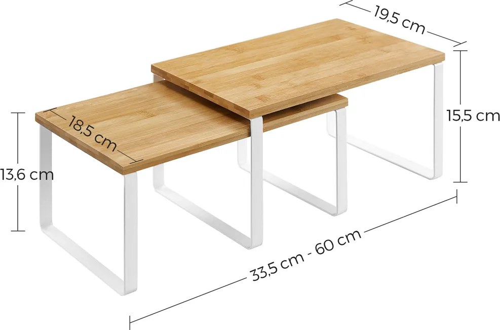 Zestaw bambusowych organizerów CEZAR, 2 szt., brązowa/biała SongmicsHome