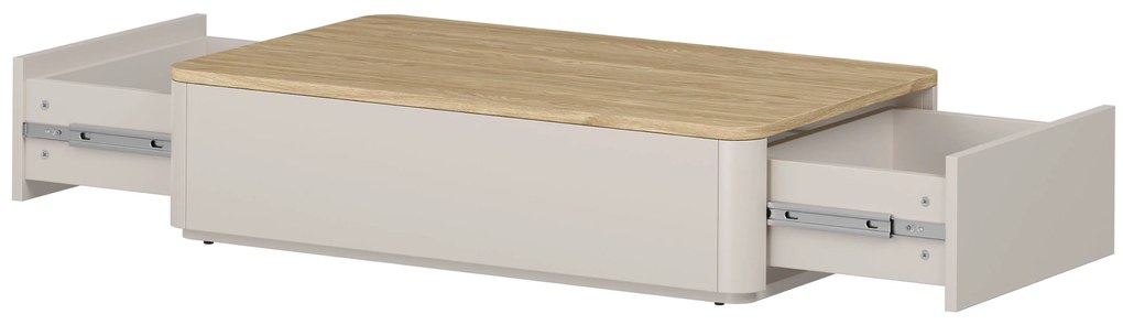 Stolik kawowy Elivo 100 cm z szufladami - kaszmir / dąb olejowany