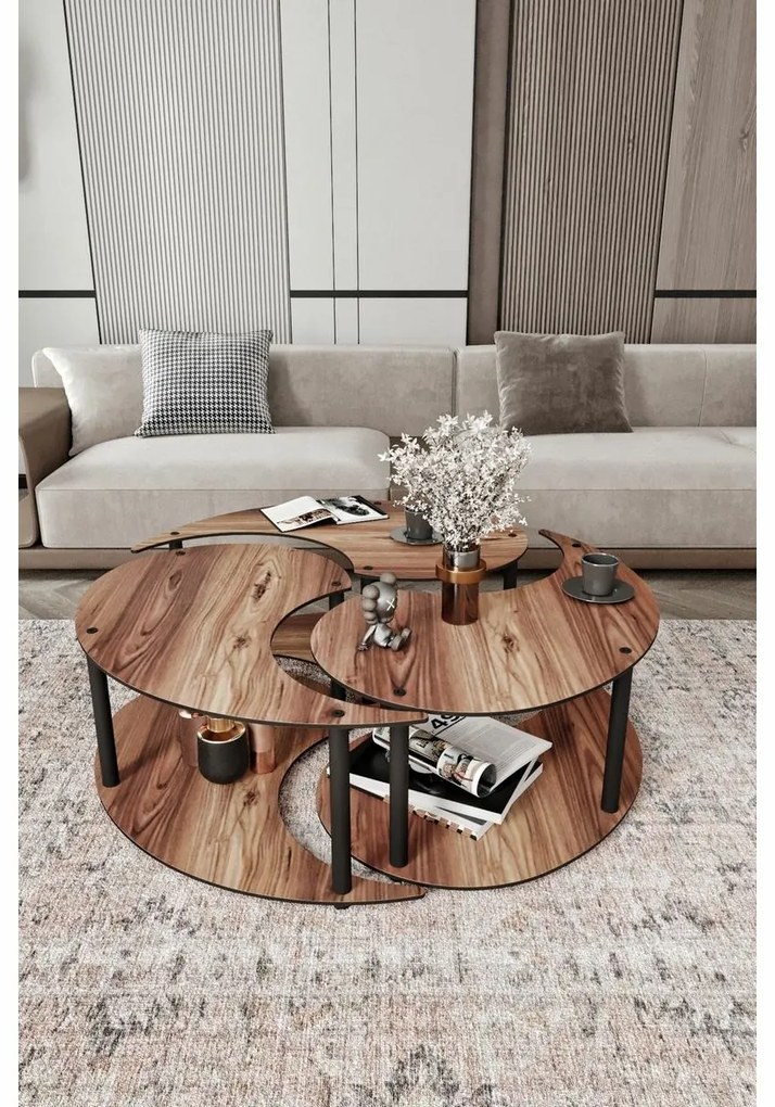 Zestaw stolików konferencyjnych Yin Yang Walnut, 3 szt.