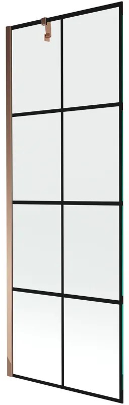 Mexen Next parawan nawannowy 1-skrzydłowy 70 x 150 cm, czarna kratka, różowe złoto - 895-070-000-00-77-60