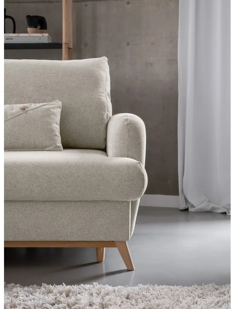 Beżowy rozkładany/ze schowkiem narożnik (lewostronny/z szezlongiem) Scandic Lagom – Miuform