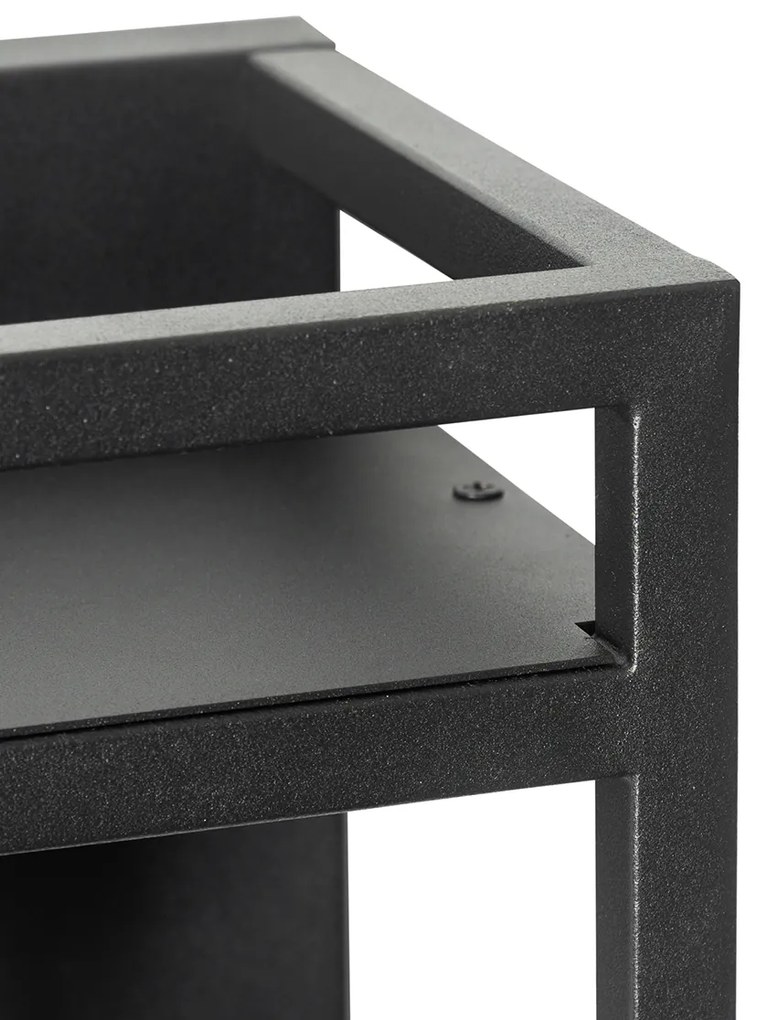 Inteligentna lampa ścienna czarna z półką, w tym Wi-Fi G95 - Cage RackPrzemysłowy Oswietlenie wewnetrzne