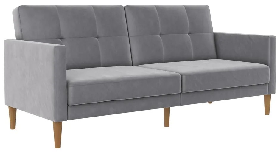 Jasnoszara aksamitna rozkładana sofa 207 cm Lilly – Støraa