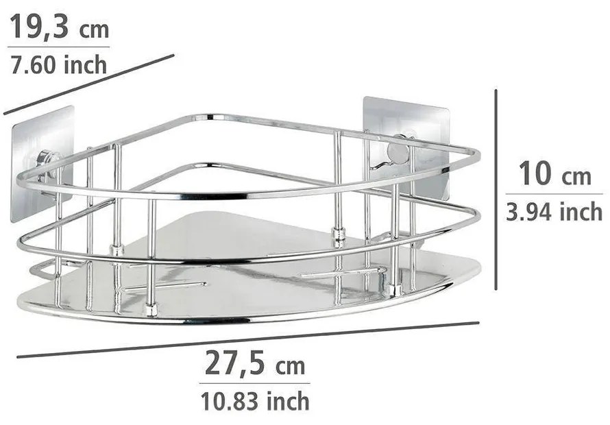 Półka łazienkowa narożna QUADRO, Turbo - Loc, WENKO