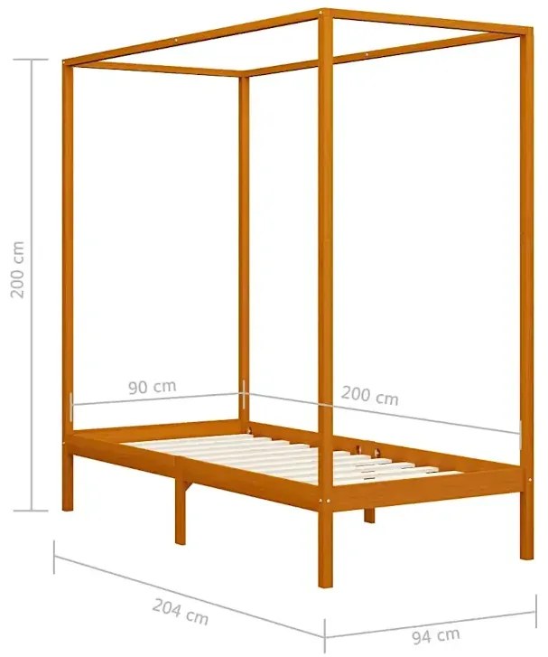Miodowo brązowe pojedyncze łóżko 90x200cm P0-T27